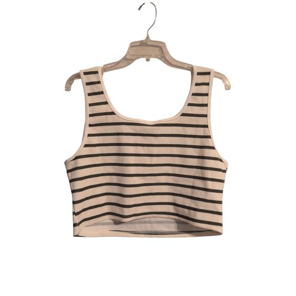 NWT H&M White & Green Striped Crop Top – Size XL, Cotton Blend - Picture 3 of 3